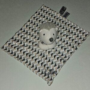 Gerber Hedgehog Lovey Organic Cotton Gray Brown Triangles Chevron Baby Toy Hello